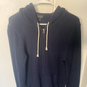 Jcrew Zip-up 100% Italian cashmere hoodie NAVY XS